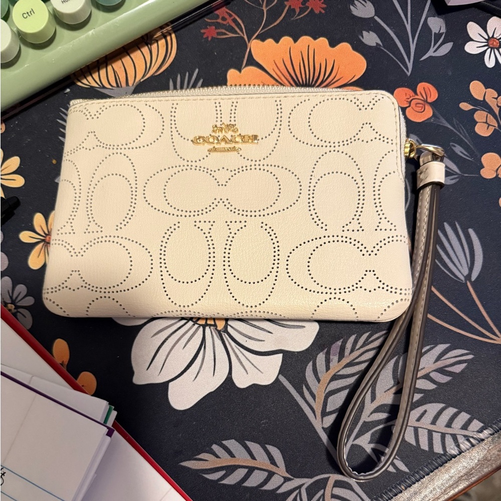 Coach Ivory Perforated Wristlet - Picture 2 of 4